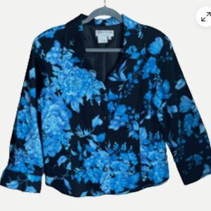 Nancy Bolen Black Blue Floral Jacket Front size 12P